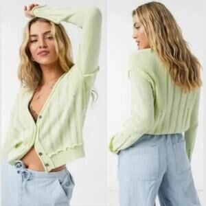 Free People Stevie Sweater in Green Grapes Size Small Gently Used Boho